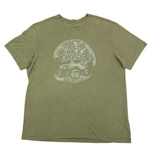 Life Is Good Take The Back Roads Tee Mens XL Green Jeep Graphic Offroad T-Shirt